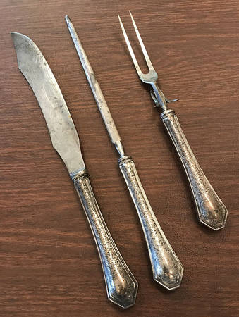 Grape (Sterling, 1905) Small Steak 3-Piece Carving Set with Stainless Blade