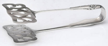 Rosebud (Sterling, 1903) Solid Bacon Serving Tongs