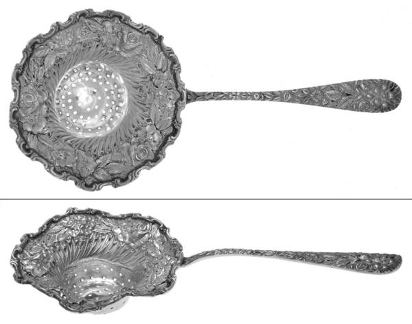 Baltimore Rose (Sterling, 1905, Plain) Solid Individual Overcup Tea Strainer