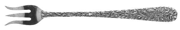 Hand Chased Rose (Sterling, 1906) Cocktail/Seafood Fork