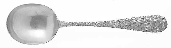 Hand Chased Rose (Sterling, 1906) Round Bowl Soup Spoon (Gumbo)