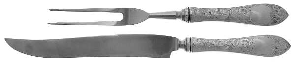 Lorraine (Sterling, 1896, Oval) Large 2-Piece Roast Carving Set w/Stainless Blade
