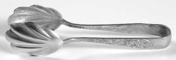 Lorraine (Sterling, 1935, All Over Engraved) Large Ice Serving Tongs with Bowl Tips