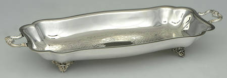 Silverplate Hollowware Plated Bread Tray with Handle