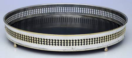 Silverplate Hollowware 12" Gallery Tray with Black Lucite Center