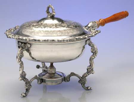 Silverplate Hollowware Chafing Dish W/Lid, Burner & Stand