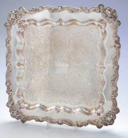 Silverplate Hollowware Square Footed Silverplate Tray