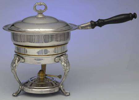 Silverplate Hollowware Chafing Dish W/Lid, Liner, Stand & Burner