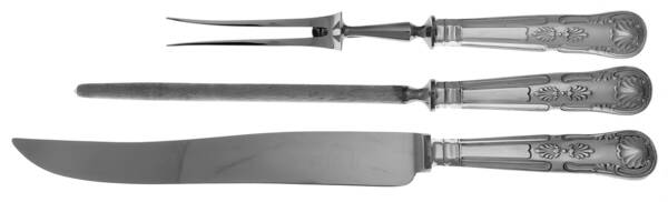 Kings (Silverplate) Large 3-Piece Roast Carving Set w/ Stainless Blade