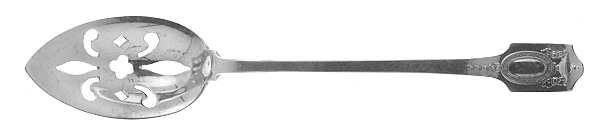 Adam (Sterling, 1909, No Monograms ) Pierced Bowl Short Handle Olive Spoon