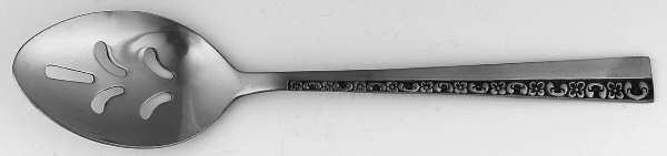 Floral Motif-Danish Mode (Stainless) Pierced Tablespoon (Serving Spoon)