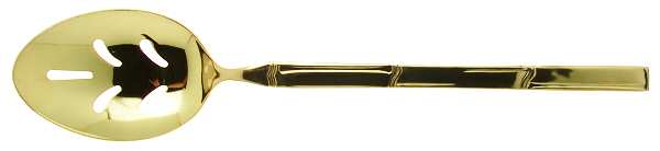 Golden Bambu (Gold Electroplate, Double) Pierced Tablespoon (Serving Spoon)