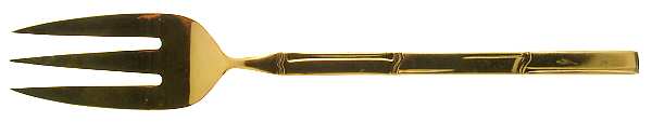 Golden Bambu (Gold Electroplate, Double) Large Solid Cold Meat Serving Fork