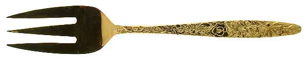 Golden Bouquet (Gold Electroplate) Medium Solid Cold Meat Serving Fork