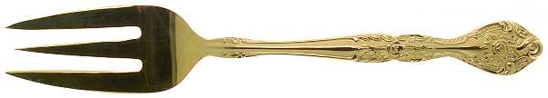 Gold Charles IV (Gold Electroplate) Medium Solid Cold Meat Serving Fork