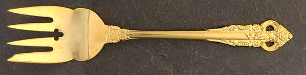 Golden Sir Mark (Gold Electroplate) Medium Solid Cold Meat Serving Fork