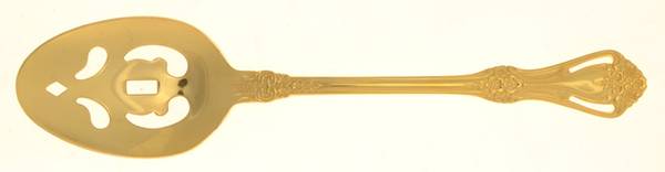 Gold Valentine (Gold Electroplate) Pierced Tablespoon (Serving Spoon)