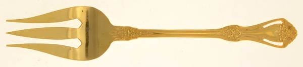 Gold Valentine (Gold Electroplate) Medium Solid Cold Meat Serving Fork