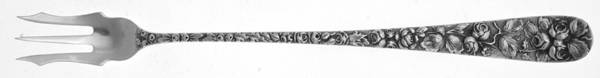 Baltimore Rose (Sterling, 1905, Decor) Long Handle Pickle/Olive Fork