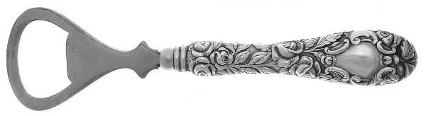 Baltimore Rose (Sterling, 1905, Decor) Bottle Opener with Silverplate Bowl