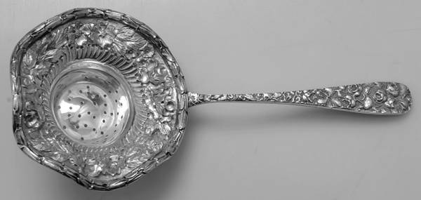 Baltimore Rose (Sterling, 1905, Decor) Solid Individual Overcup Tea Strainer