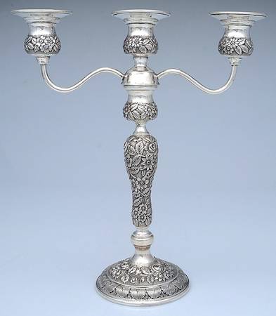 Baltimore Rose (Sterling, Hollowware) Weighted 3 Light Candelabra