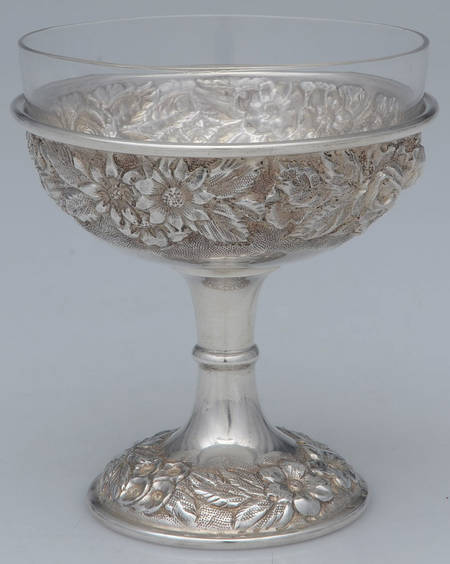 Baltimore Rose (Sterling, Hollowware) Oyster Cocktail with Crystal Liner