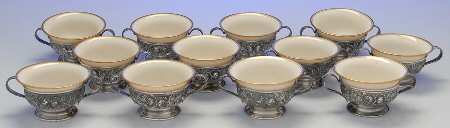 Baltimore Rose (Sterling, Hollowware) Bouillon Cup/Liner - Set of 12