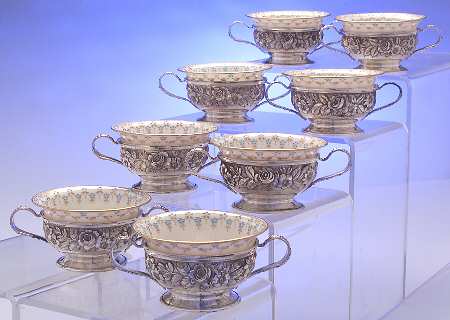 Baltimore Rose (Sterling, Hollowware) Bouillon Cup with Liner - Set of 8