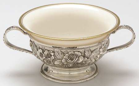 Baltimore Rose (Sterling, Hollowware) Sterling Bouillon Cup with Ceramic Liner