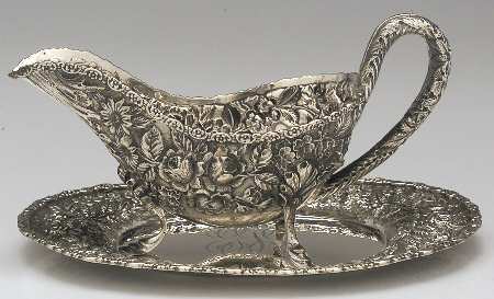 Baltimore Rose (Sterling, Hollowware) Gravy Boat & Underplate
