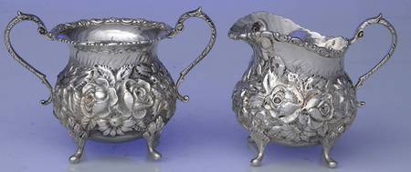 Baltimore Rose (Sterling, Hollowware) Mini Creamer and Open Sugar Set