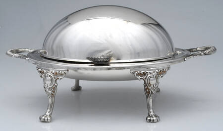 Silverplate Hollowware Oval Roll Top Vegetable Bowl