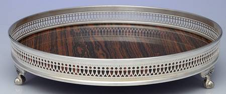 Silverplate Hollowware Brown Formica Center Round Tray