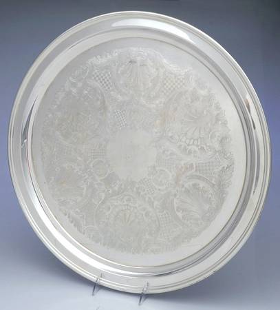 Silverplate Hollowware Round Tray For Punch Bowl