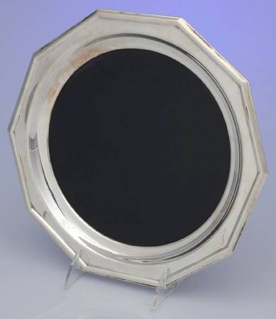 Silverplate Hollowware 10" Round Lucite Tray with Silverplated Band