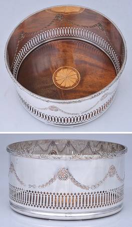 Mara (Silverplate, Hollowware) Wine Coaster with Wood Base