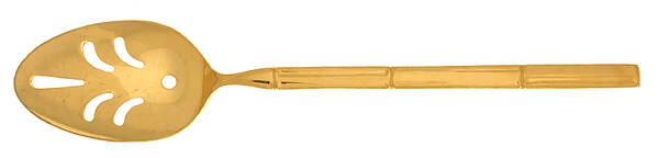 Golden Bambu (Gold Electroplate, Single) Pierced Tablespoon (Serving Spoon)