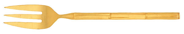 Golden Bambu (Gold Electroplate, Single) Large Solid Cold Meat Serving Fork