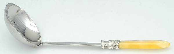 Baguette-Pearlized (Stainless) Soup Ladle with Stainless Bowl