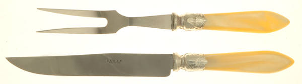 Baguette-Pearlized (Stainless) Small Stainless Blade 2-Piece Steak Carving Set