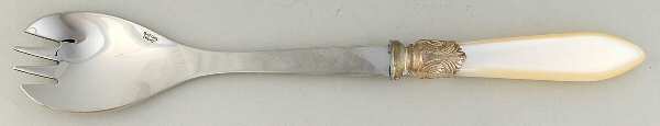 Baguette-Pearlized (Stainless) Salad Serving Fork with Stainless Prongs