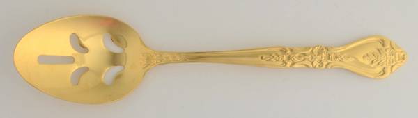 Gold Kings Berry (Gold Electroplate) Pierced Tablespoon (Serving Spoon)