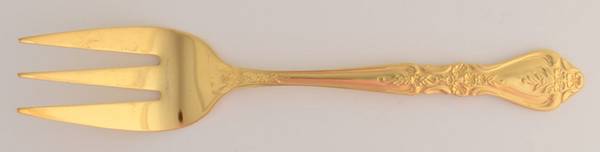 Gold Kings Berry (Gold Electroplate) Medium Solid Cold Meat Serving Fork