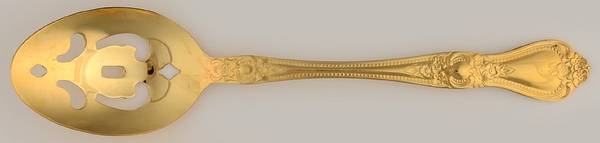 Gold Precious Rose (Gold Electroplate) Pierced Tablespoon (Serving Spoon)
