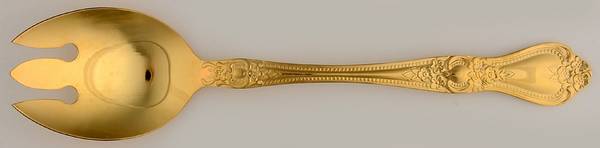 Gold Precious Rose (Gold Electroplate) Medium Solid Cold Meat Serving Fork