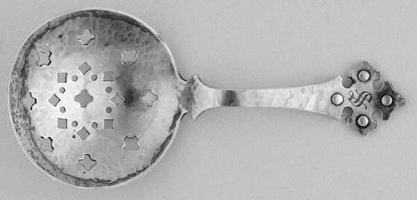 Fourteenth Century (Sterling) Small Pierced Nut Serving Spoon
