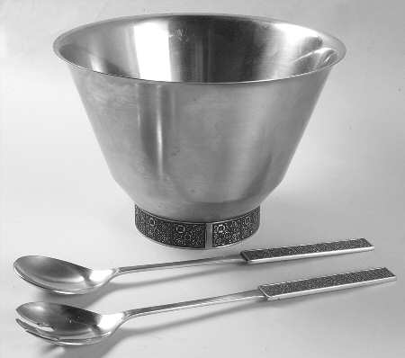 Dorette (Stainless, Hollowware) Salad Set-3pc (Bowl & Servers)