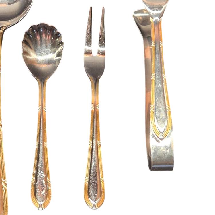 SBB2 (Stainless, Gold Accents) Short Handle Pickle/Olive Fork