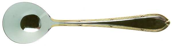 SBB2 (Stainless, Gold Accents) Round Bowl Soup Spoon (Gumbo)